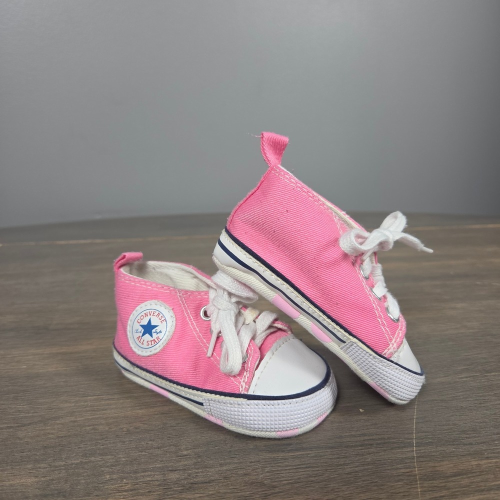 Converse Baby 1 Crib Shoe High Top Sneaker Polka Dot Sole Barbiecore Pink White